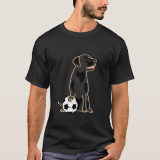 Smileswtees Funny Black Lab Hund spielen Fußball T-Shirt