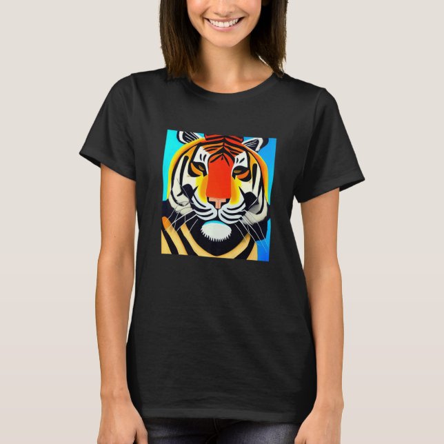 Smileteesanim Cool Tiger Kubismus T-Shirt (Vorderseite)