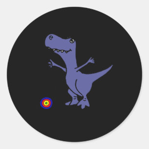 SmileteesHob Funny Trex Dinosaur Playing Yoyo Runder Aufkleber