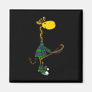 Smileteessportsa Funny Giraffe Playing Lacrosse Sp Magnet
