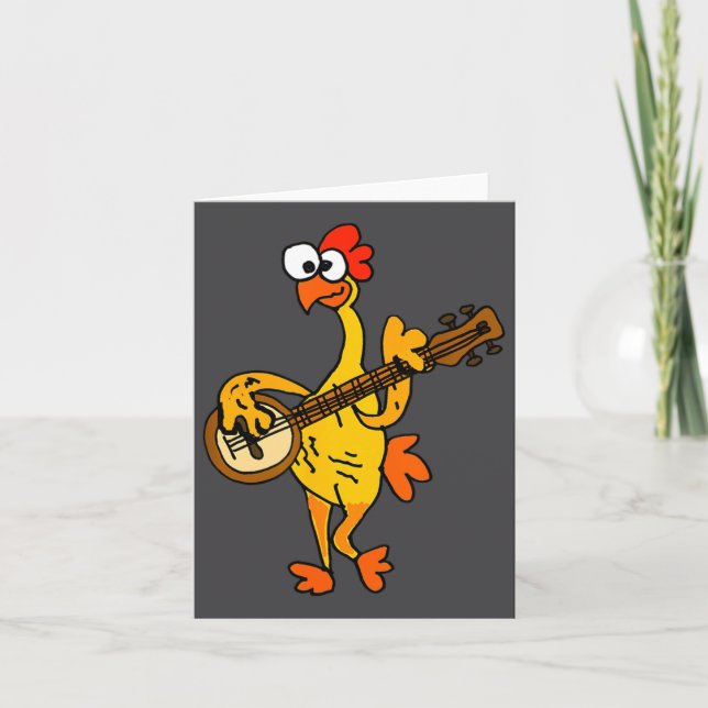 Smileteestank Funny Rubber Chicken Playing Banjo C Karte (Vorderseite)