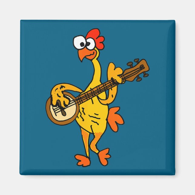 Smileteestank Funny Rubber Chicken Playing Banjo C Magnet (Vorne)
