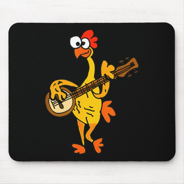 Smileteestank Funny Rubber Chicken Playing Banjo C Mousepad (Vorne)