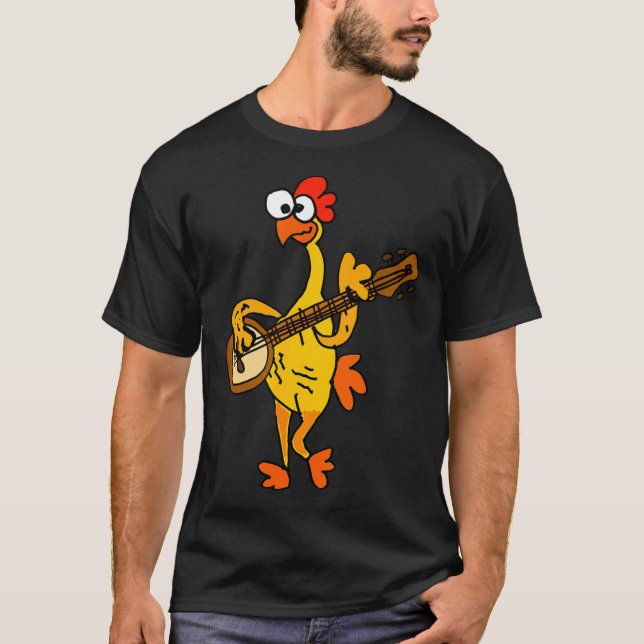 Smileteestank Funny Rubber Chicken Playing Banjo C T-Shirt (Vorderseite)