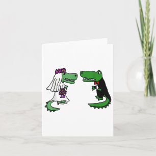 Smiletodaytees Fun Briand Groom Alligator Weddi Karte