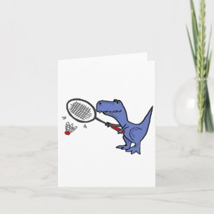 Smiletodaytees Fun T-rex Dinosaur Playing Badminto Karte