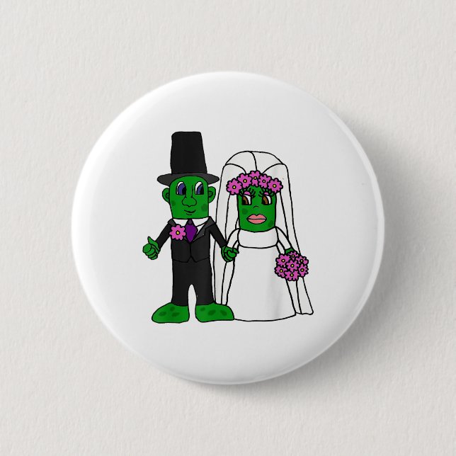 Smiletodaytees Funny Pickle Bridge und Groom Weddi Button (Vorderseite)
