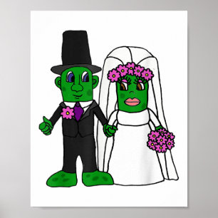 Smiletodaytees Funny Pickle Bridge und Groom Weddi Poster