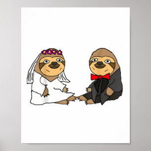 Smiletodaytees Funny Sloth Braut und Groom Wedding Poster