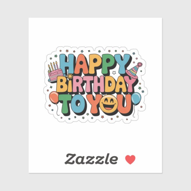 Smiley Alles Gute zum Geburtstag Aufkleber (Blatt)