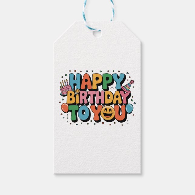 Smiley Alles Gute zum Geburtstag Geschenkanhänger (Vorderseite)
