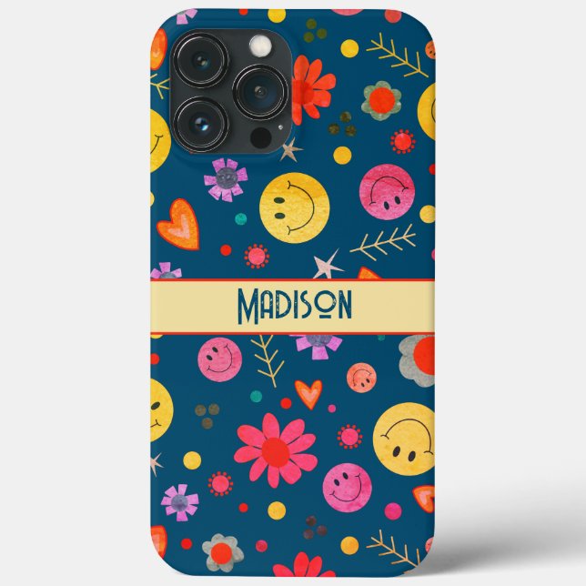 Smiley Blue Niedlich Fun Kids Inspirivity iPhone C Case-Mate iPhone Hülle (Rückseite)