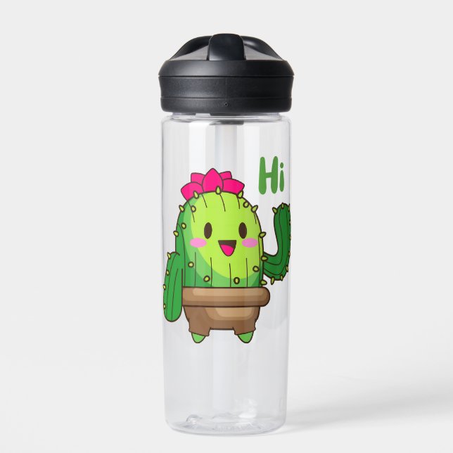 Smiley Cactus Bottle – Hello Green Friend Trinkflasche (Vorderseite)