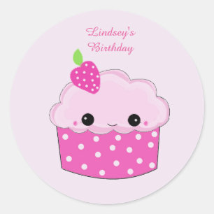 Smiley-Cupcake Personalisierter Geburtstag Runder Aufkleber
