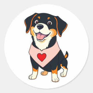 Smiley Dog Pup – Cute Cartoon Dog Runder Aufkleber