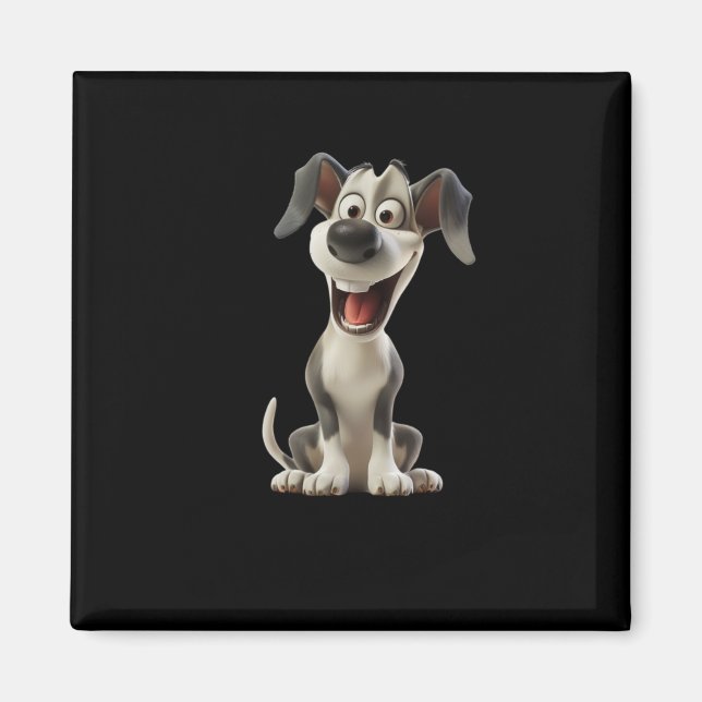 Smiley Dog (schwarzer Hintergrund) Aufkleber Magnet (Vorne)