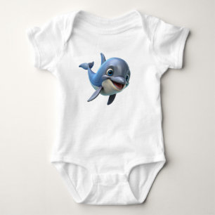 Smiley Dolphin Baby Strampler