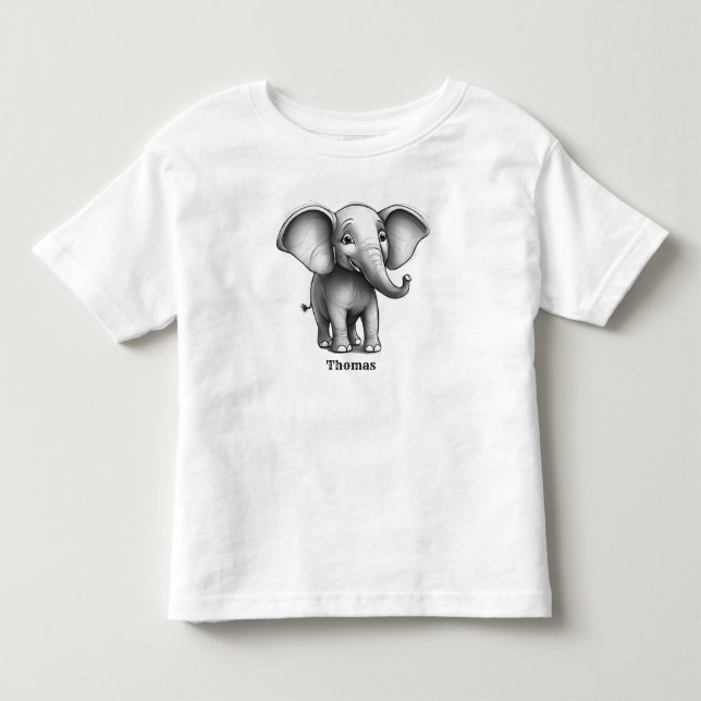 Smiley Elephant Personalisiert Kleinkind T-shirt (Vorderseite)