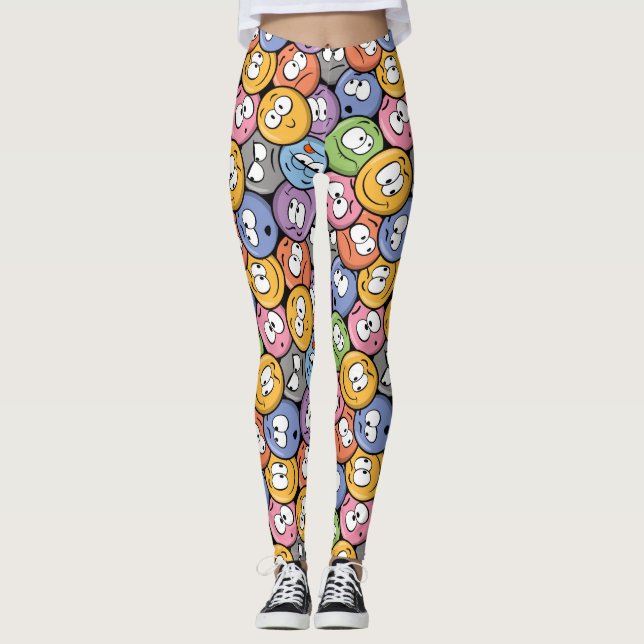 Smiley Emoji-Muster Leggings (Vorderseite)