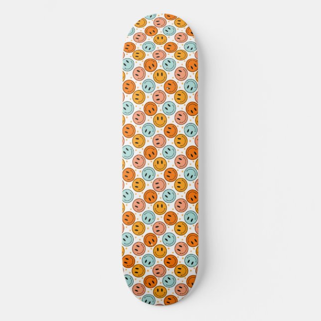 Smiley-Emoji-Muster Skateboard (Vorderseite)