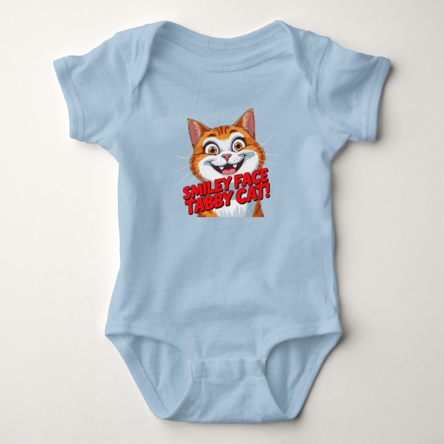 Smiley Face Tabby Katze!!! Baby Bodyanzug Strampler (Vorderseite)