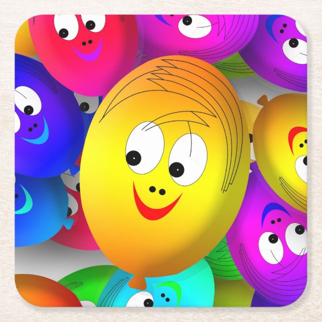 Smiley Faces Balloons Pattern-64171 Rechteckiger Pappuntersetzer (Vorderseite)