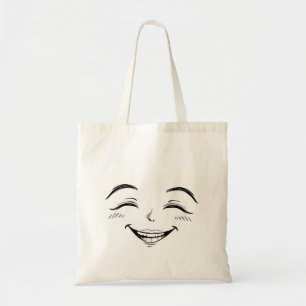 Smiley-Gesicht-Tasche – Handgezeichnet Schwarz & W Tragetasche