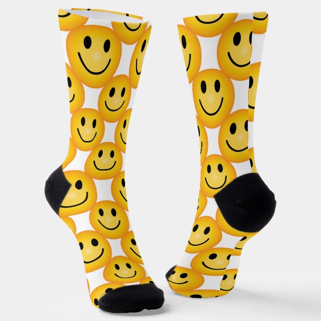 Smiley Happy Face Emoji bedruckte Geschenk Socken (Gewinkelt)