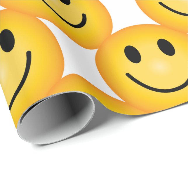 Smiley Happy Face Emoji Printed Gift Paper Geschenkpapier (Rolleneckpunkt)