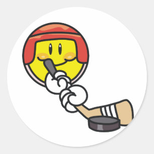 Smiley Hockey Tshirts und Geschenke Runder Aufkleber