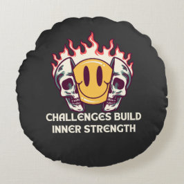 Smiley mit Skulls - Motivierend Gasthaus Rundes Kissen