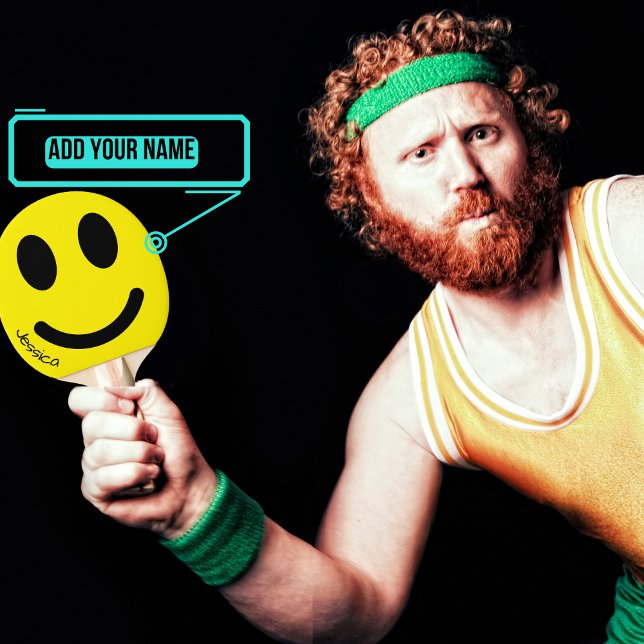 Smiley Ping Pong Paddle Tischtennis Schläger (Add a dose of pure joy to your game with this set of paddles that can be personalized.)