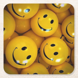 Smiley Rechteckiger Pappuntersetzer