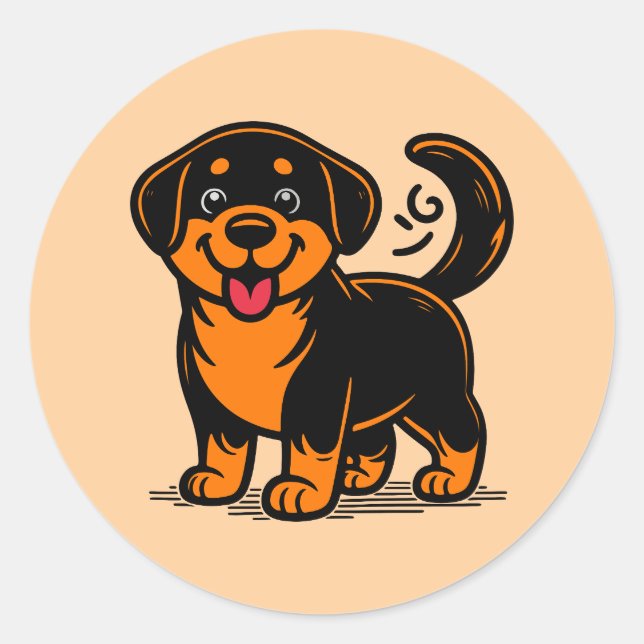 Smiley Rottweiler Pup – Cute Cartoon Runder Aufkleber (Vorderseite)