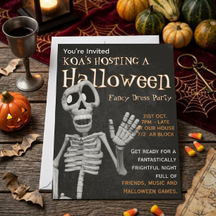 Smiley-Skelett-Verkleidungsparty Halloween Einladung