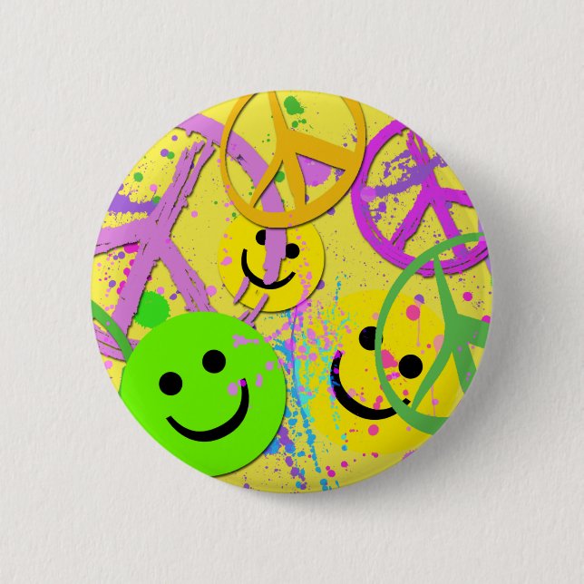 SMILEY UND FRIEDENSzeichen Button (Vorderseite)