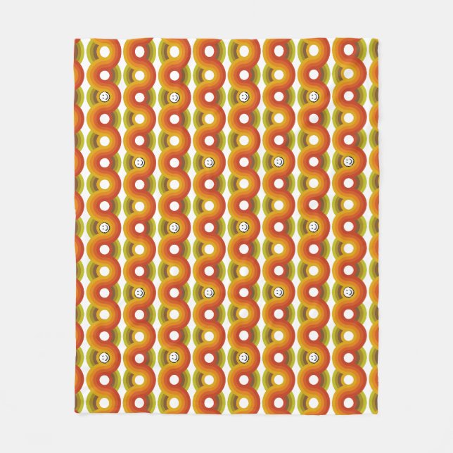 Smiley Vintage Retro Muster Nr. 02 Fleecedecke (Vorderseite)