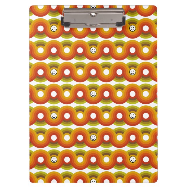 Smiley Vintage Retro Muster Nr. 02 Klemmbrett (Vorderseite)