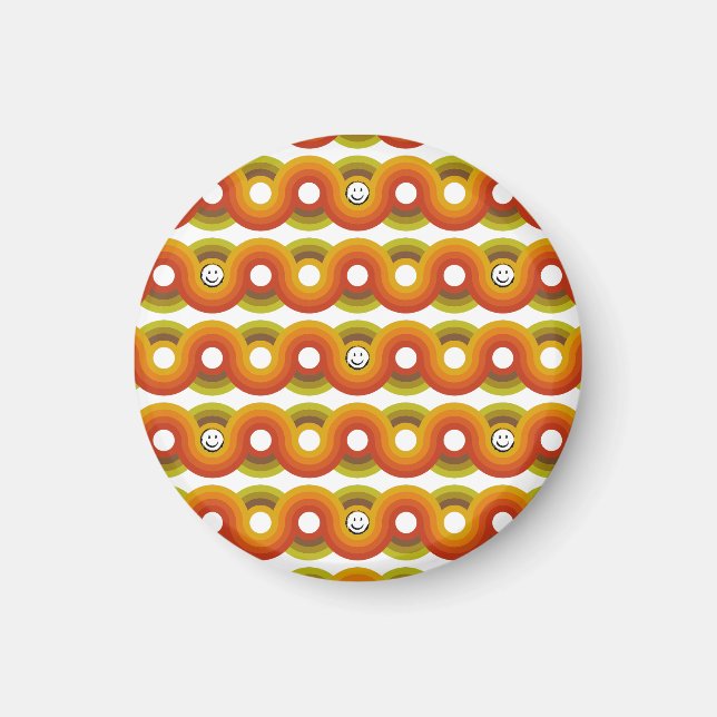 Smiley Vintage Retro Muster Nr. 02 Magnet (Vorne)