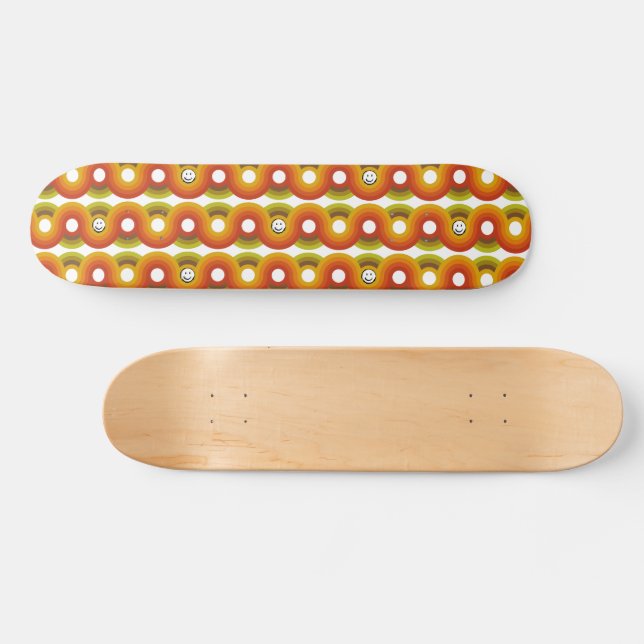 Smiley Vintage Retro Muster Nr. 02 Skateboard (Horizontal)