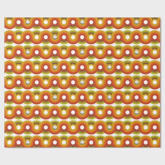 Smiley Vintage Retro Pattern No. 02 Geschenkpapier (Flach)