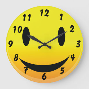 Smilie-Gesicht Glücklich Große Wanduhr