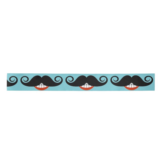 Smilie Mustache Satinband (Vorderseite)