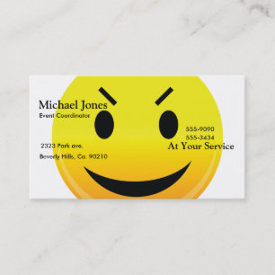 Smilie stellen Übel gegenüber Visitenkarte