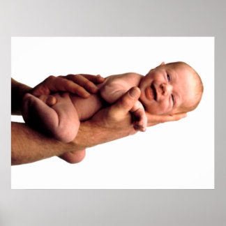 Smiling Baby on Hand Poster