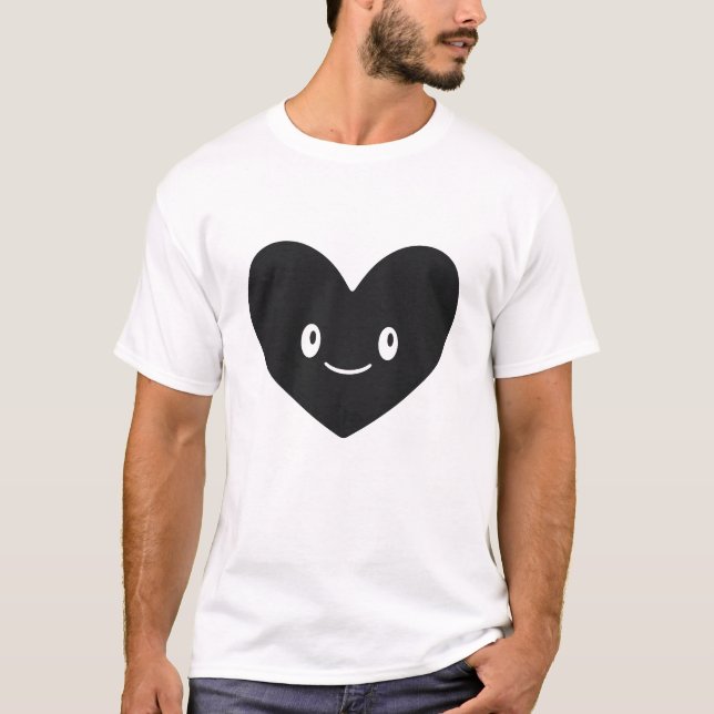 Smiling Black Heart Vector T-Shirt Design (Vorderseite)