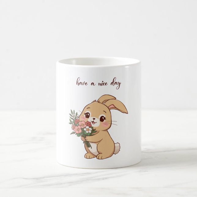 Smiling Bunny Tasse mit einer Blume | „Haben Sie e (Mittel)