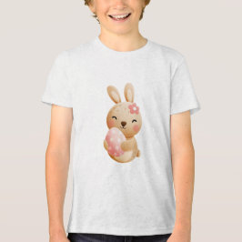 Smiling Bunny with Easter Egg Tri-Blend Shirt