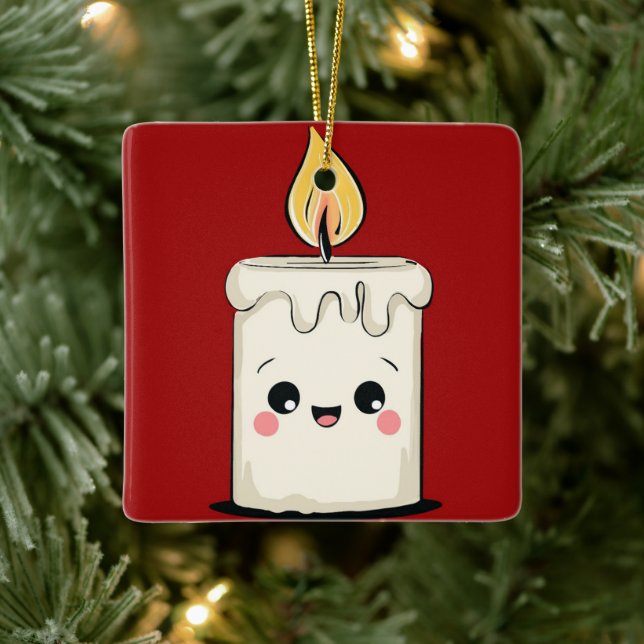 Smiling Candle Christmas Ornament – Cozy Minimal (Baum)