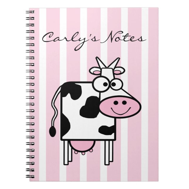 Smiling Cow Girly Animal Notizblock (Vorderseite)